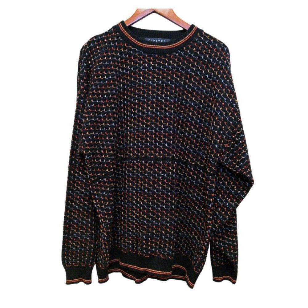 Protege Collection Vtg 90s Threaded Textured Sweater Mens L Multi-Color Retro